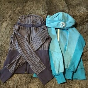 2 Lululemon EUC Hoodie Lot: Purple & Blue Stripe Sz 6.
